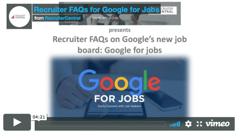 Recruiter FAQs on Google for Jobs