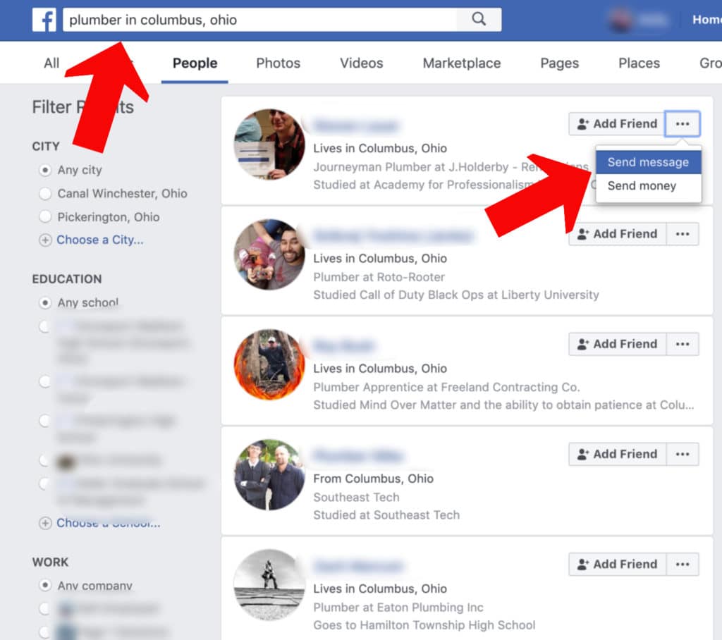 How to search facebook for blue collar workers